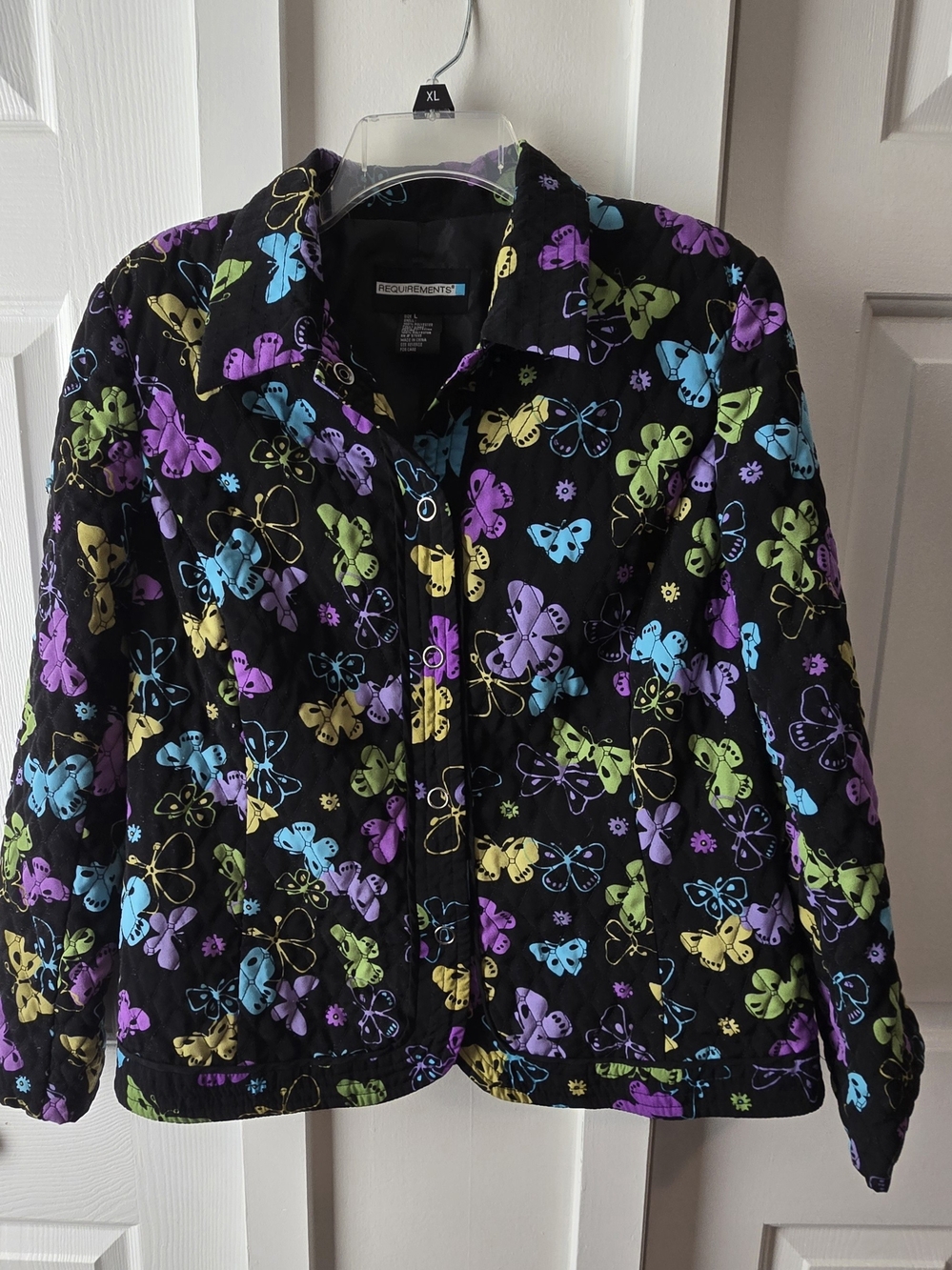 Requirements Womens' Black Quilted Butterfly Jacket - Multi Size L